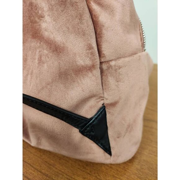 Guess small velvet feel pink backpack with black straps and pom. Measures approx - Picture 7 of 12
